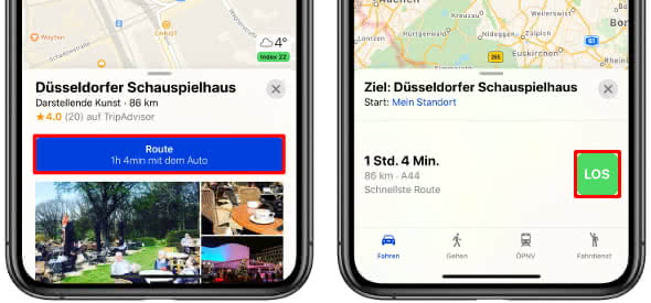 Route starten in der Apple Karten-App
