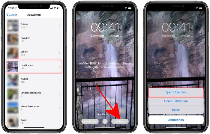 Live Photo als Hintergrundbild am iPhone-Sperrbildschirm einstellen