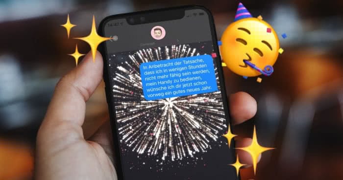 Silvestergruß mit Feuerwerk schicken auf dem iPhone
