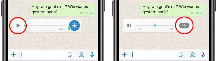 WhatsApp Sprachnachrichten schneller abspielen