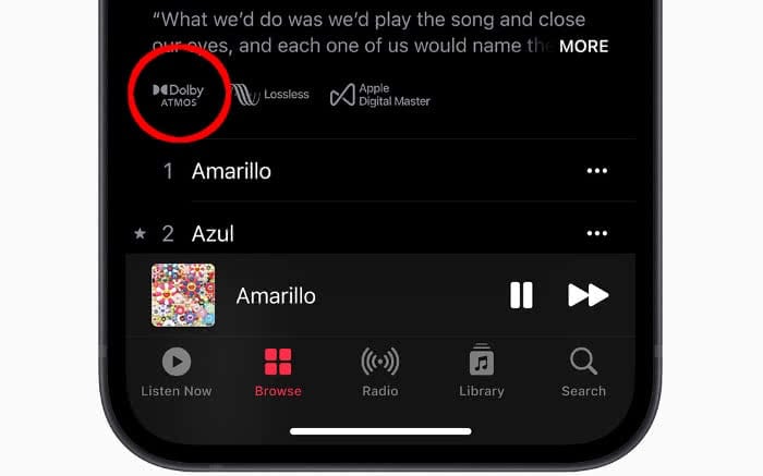 Dolby Atmos Logo in Apple Music