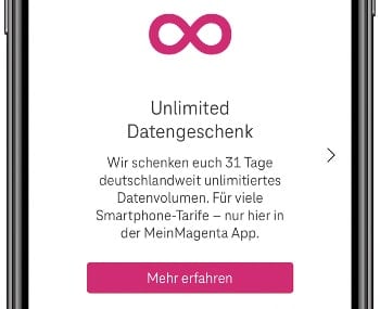 Telekom Unlimited Datengeschenk Screenshot