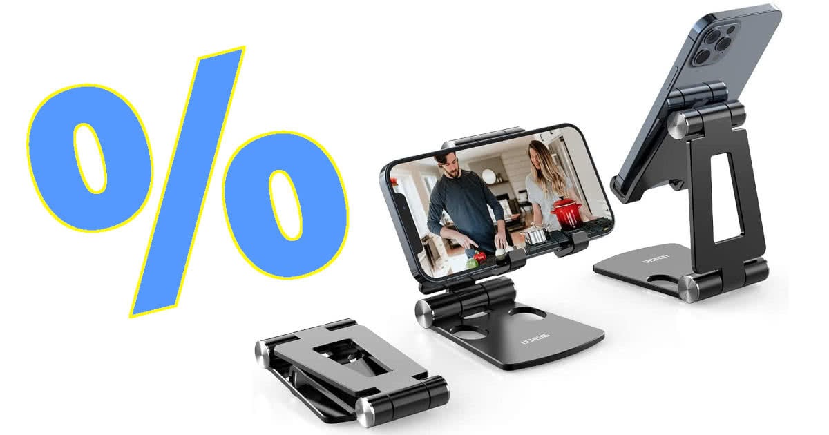 Handy Halterung kompatibel mit iPhone/Samsung/Huawei/Google/Oneplus/Kindle für Selfie 3.5-7 Zoll OMOTON Handy Halter Live-Streaming oder Filmen Handy Ständer Höhenverstellbar Weiß 