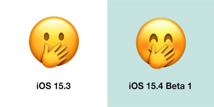 iOS 15.3 und iOS 15.4 Smiley Vergleich
