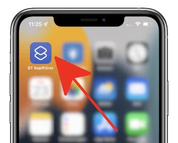 BT Kopfhörer Kurzbefehl App-Icon auf dem Homescreen