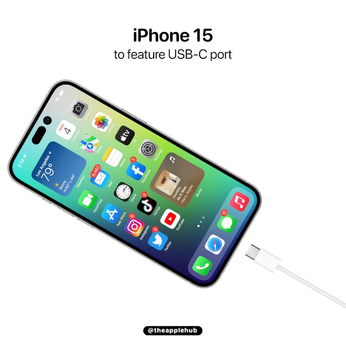 iPhone 15 Mockup mit USB-C-Anschluss