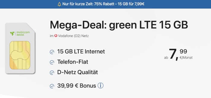 green LTE 15 GB Tarif
