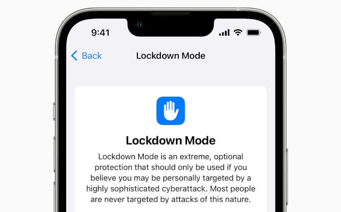 iPhone Lockdown Mode Screen