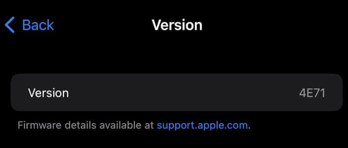 Airpods Firmware-Version in iOS 16