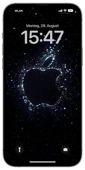 iPhone mit "Far Out"-Wallpaper