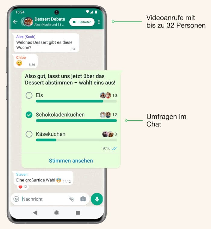 WhatsApp Umfragen Screenshot