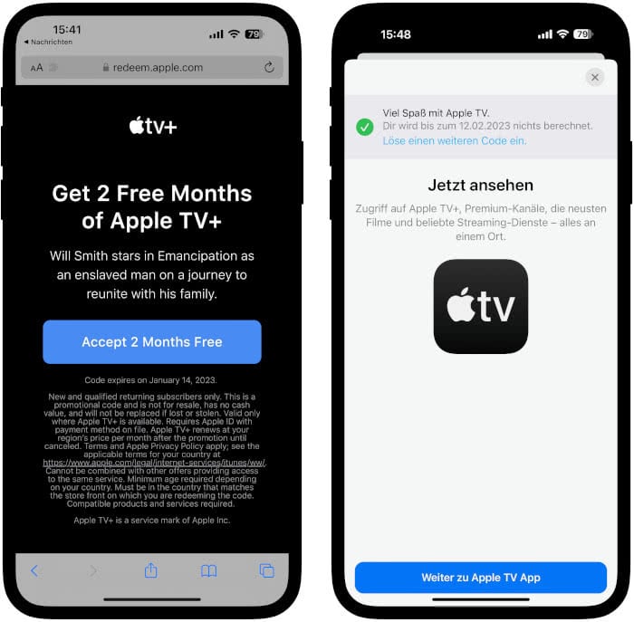 Apple TV+ 2 Monate gratis einlösen