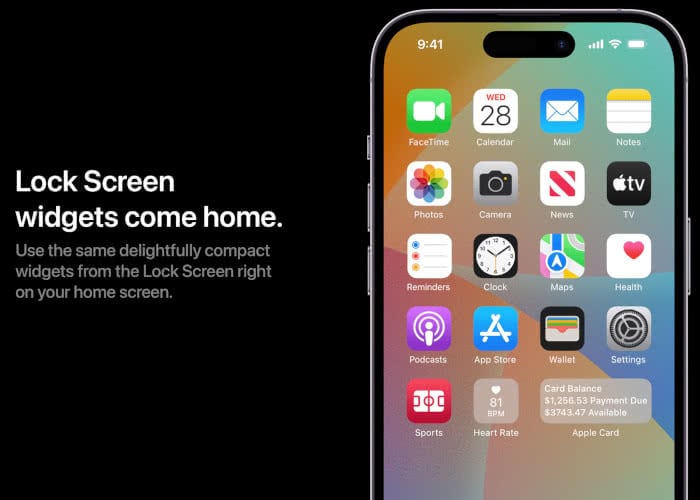 iOS 17 Konzept Lockscreen-Widgets am Homescreen