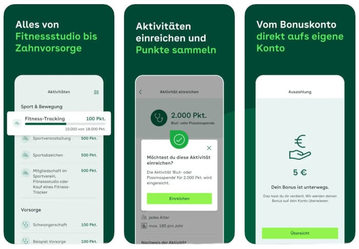 AOK Bonus-App Screenshots