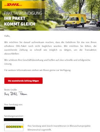 DHL Phishing-Mail