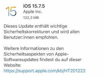iOS 15.7.5 Update Screenshot