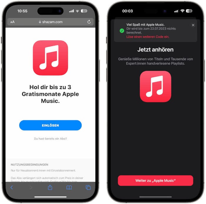 Apple Music gratis bei Shazam sichern