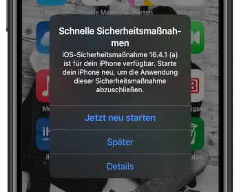 iOS-Sicherheitsmaßnahme 16.4.1 (a) Pop-up