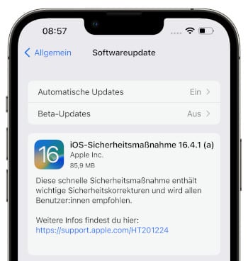 iOS-Sicherheitsmaßnahme 16.4.1 a