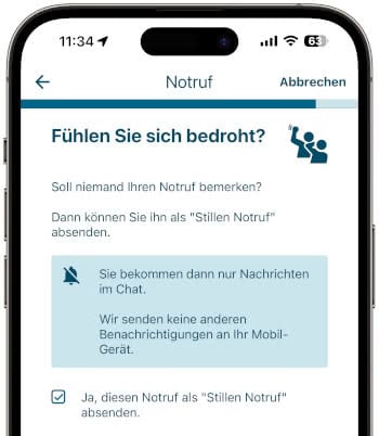 Stiller Notruf in der nora-App Screenshot