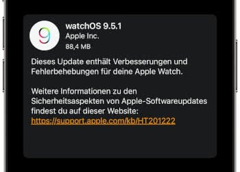 watchOS 9.5.1 Update Screen