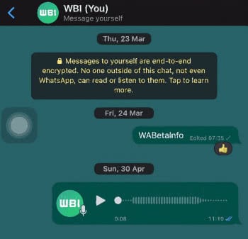 Doppeltipp-Aktion in der WhatsApp-Beta