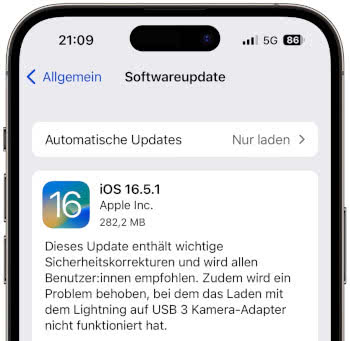 iOS 16.5.1 Update Screen