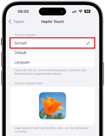 Haptic Touch in iOS 17