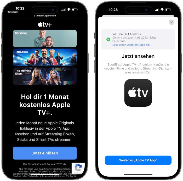 Apple TV+ Probemonat einlösen