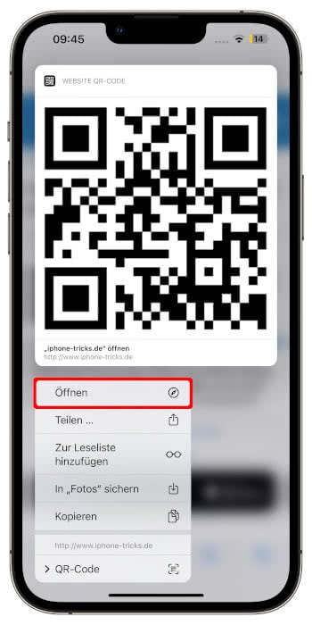 QR-Code auslesen am iPhone-Bildschirm