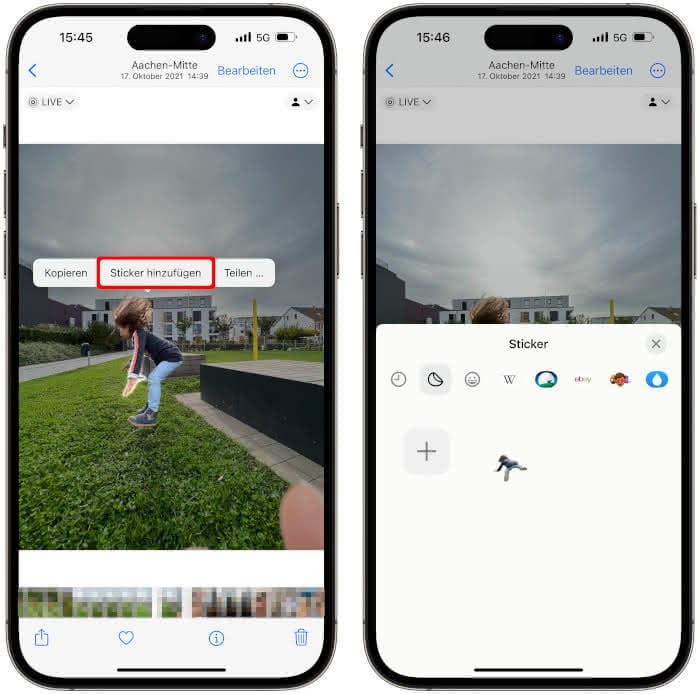 Live Sticker erstellen auf dem iPhone