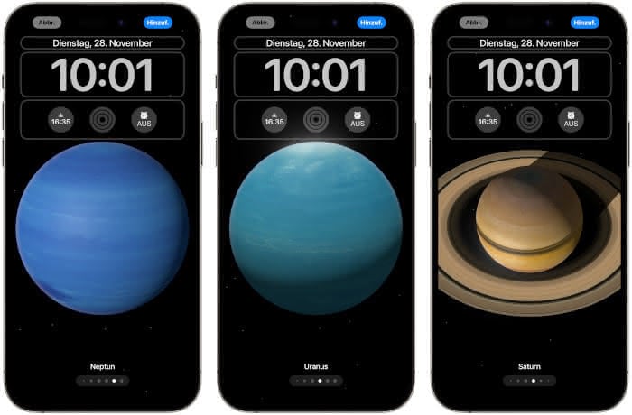 Neue Planeten-Wallpaper in iOS 17
