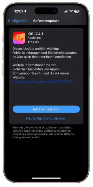 iOS 17.4.1 iPhone Update