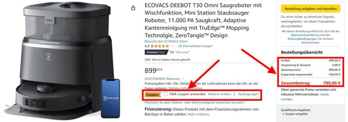 Ecovacs Deebot T30 Omni Amazon Rabatt