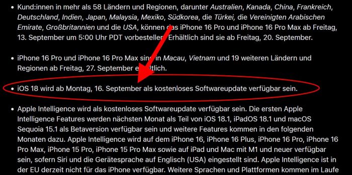 Wann erscheint iOS 18?