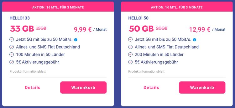 LEBARA 50 GB und 33 GB Tarif