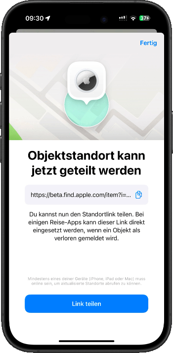 AirTag Standort teilen