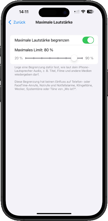 Maximale Lautstärke