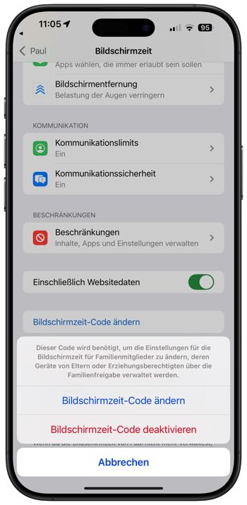 Bildschirmzeitcode Benachrichtigung
