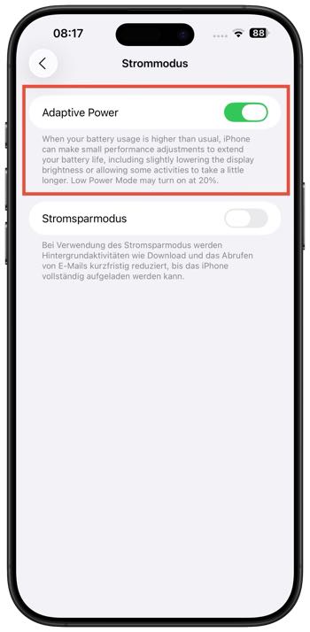 Adaptive Power in iOS 26
