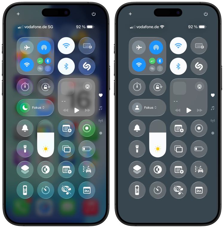 iOS 26 Liquid Glass Effekt reduzieren