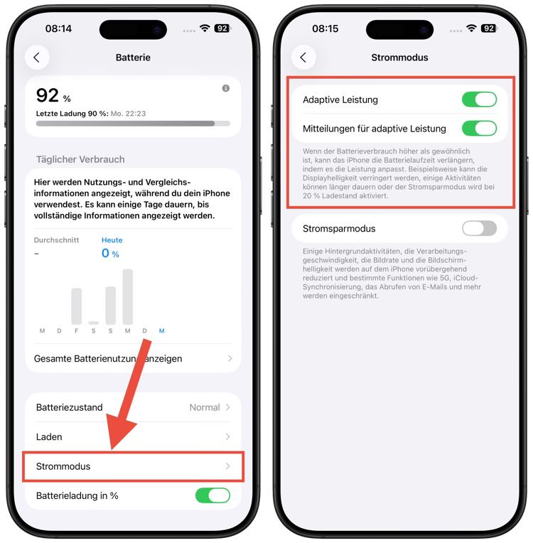 Adaptive Leistung für mehr Akkulaufzeit