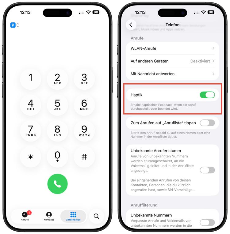 Telefon Haptik in iOS 26.1 Update