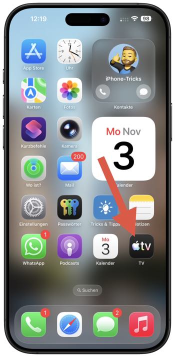 Apple TV statt Apple TV+ in iOS 26.1