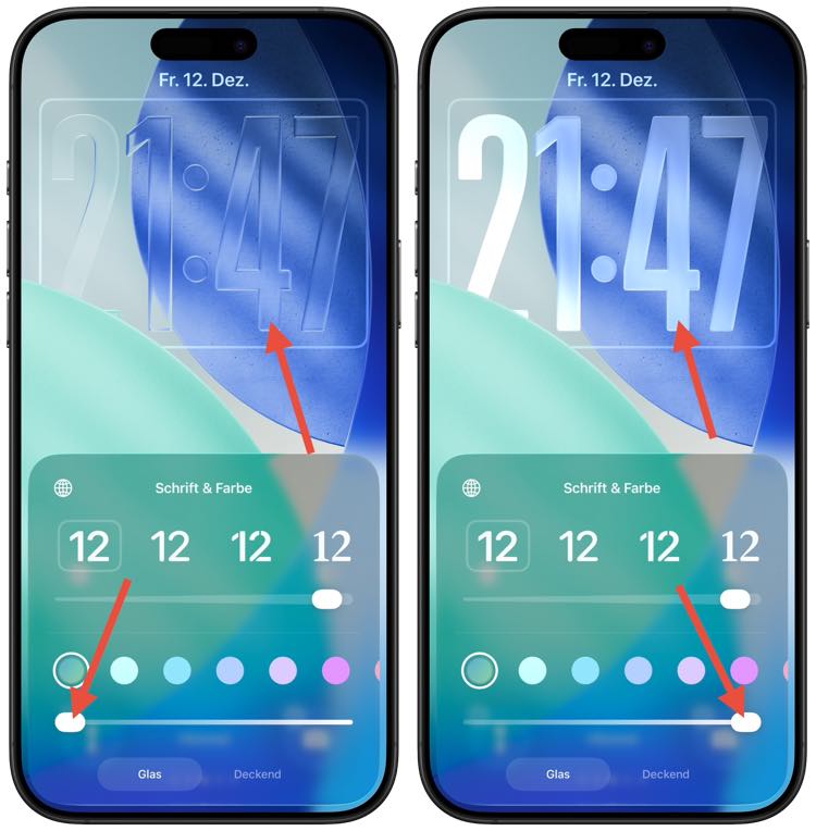 iOS 26.2 Uhr Transparenz