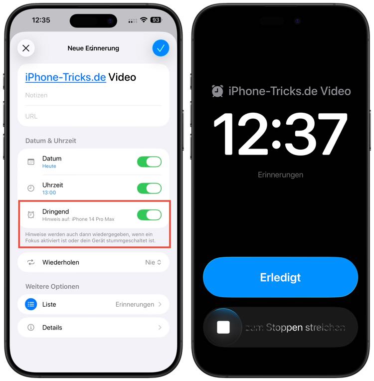 Alarm bei Erinnerungen mit iOS 26.2