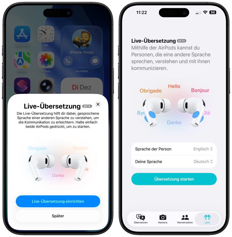 iPhone Live Übersetzung mit iOS 26.2