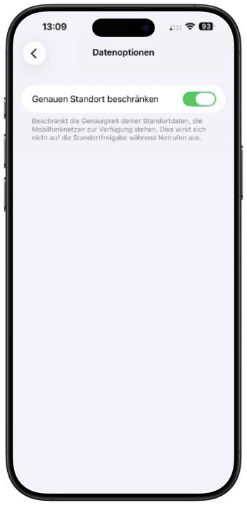 Genauen Standort beschränken in iOS 26.3