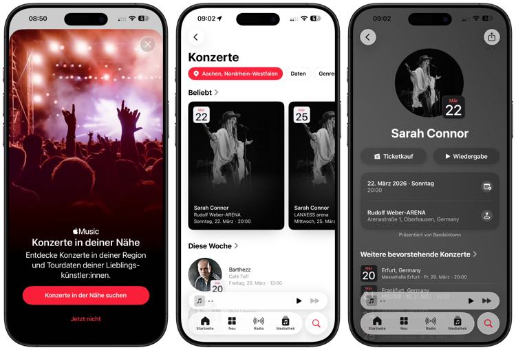 Konzerte in deiner Näher mit iOS 26.4