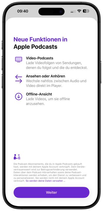 Video Podcast in iOS 26.4